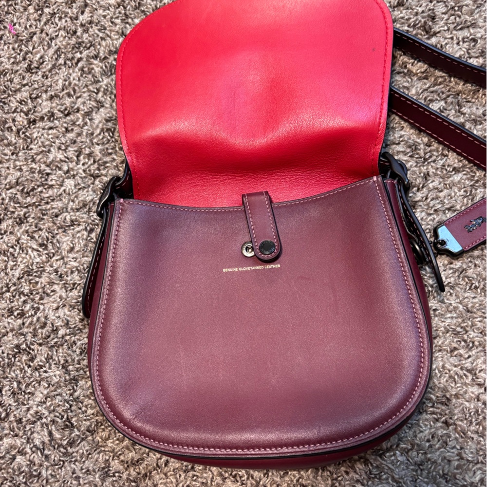Coach 1941 Saddle Bag Glovetanned Leather Purse Oxblood 20115 Burgundy - Picture 4 of 9